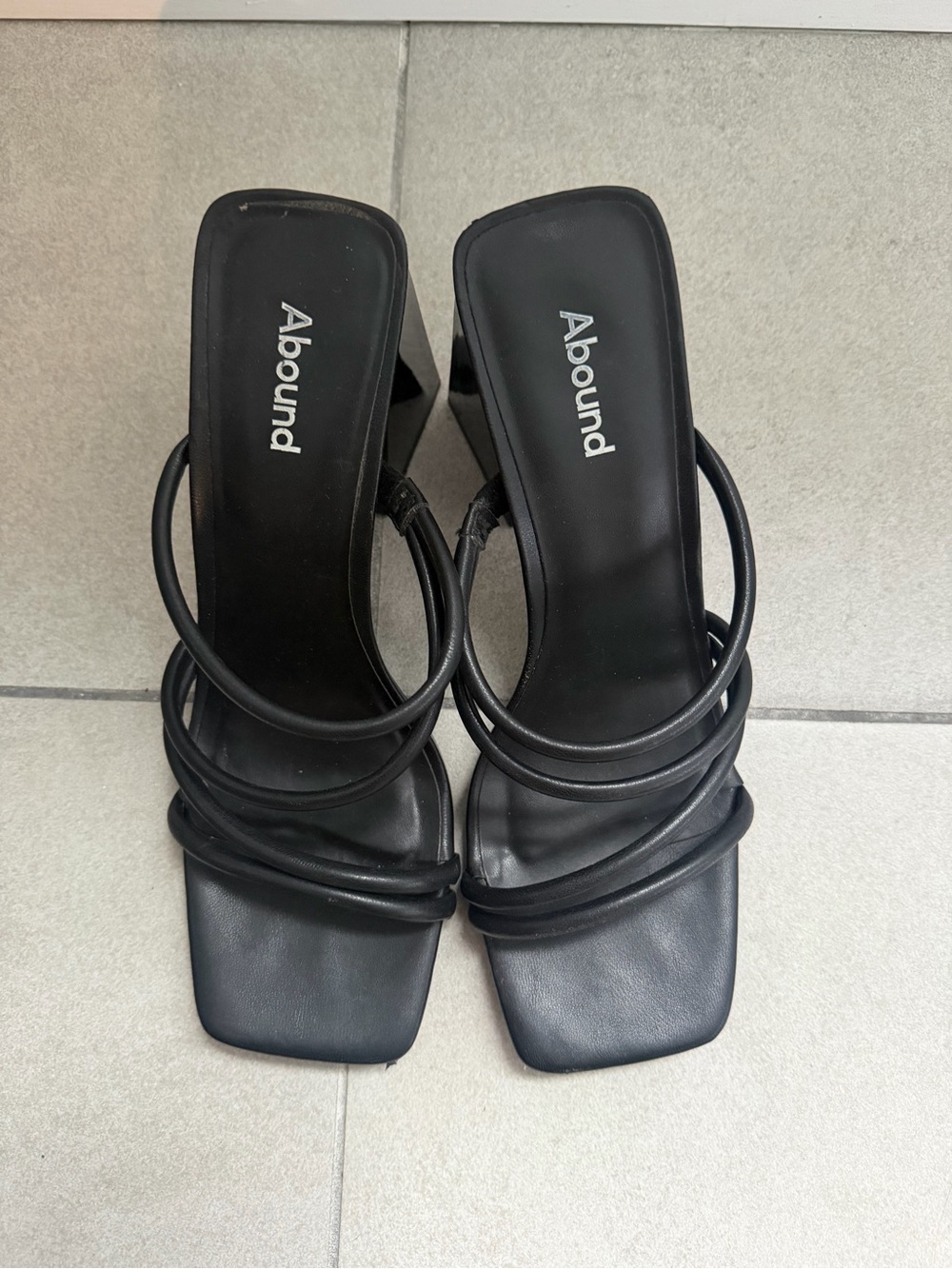 Abound Black Multi-Strap Square-Toe Heeled Sandals